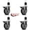Service Caster 5'' Black Poly Swivel 1-7/8'' Expanding Stem Caster Set with Brake, 4PK SCC-EX20S514-PPUB-BLK-PLB-178-4 - alternate 2